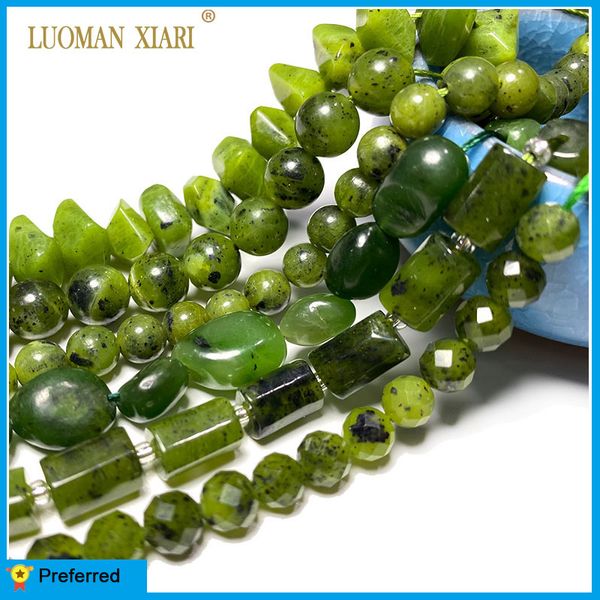 Al por mayor al por mayor de las cuentas de piedra redonda de la redonda del cilindro verde 100% natural para joyas que fabrican brazaletes de bricolaje.