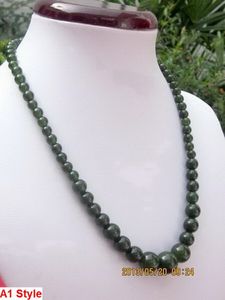 Groothandel 100% NATUURLIJKE JADE Dark Green Beads Tower Chain Necklace 1pc