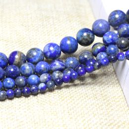 Groothandel 100% NATUURLIJKE LAPIS LAZULI Round Stone Beads Diy armbanden voor sieraden maken Kraalwerkaccessoires 4/6/8/10/12 mm