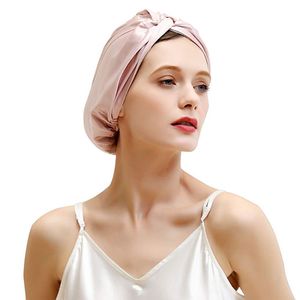 Turban en soie pure 100% naturelle, double couche, bonnets, bandeau pour dormir, vente en gros