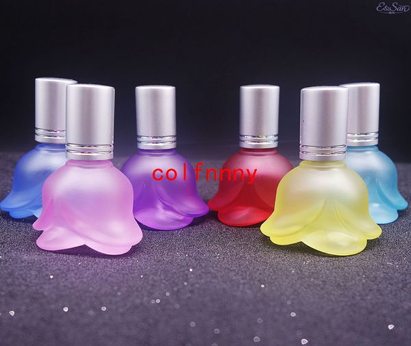 Venta al por mayor 100 pcs / lote Envío rápido El elegante y con estilo 15ML Botella de perfume de rosa esmerilada Botella de spray Puntos de embotellado