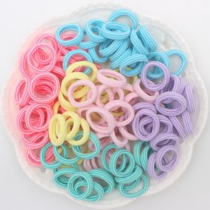 Groothandel 100 stks / set spandex materiaal hoofd touw haaraccessoires voor meisjes kinderen elastische hairclips bands scrunchie gestreepte kleuren mix