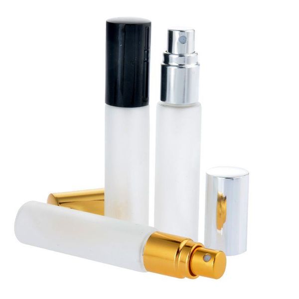 Vente en gros 100 pièces/lot 10ML bouteille de parfum rechargeable en verre de glaçage portable avec atomiseur en aluminium étui de Parfum vide Nbsig