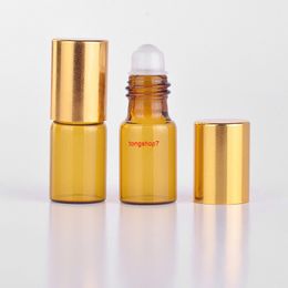 Groothandel 100 stuks / partij 3ml draagbare glas navulbare parfumfles met roll op lege essentiële oliën Case voor trainen