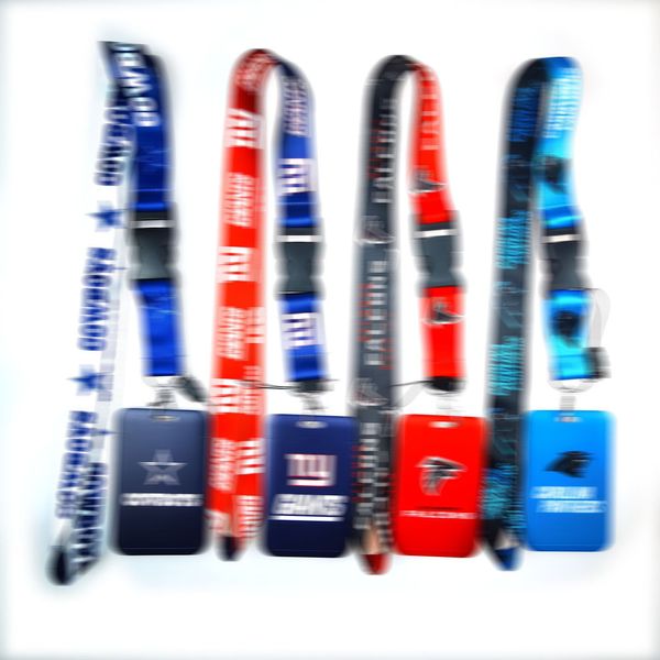 Al por mayor 100 set de equipo de béisbol del equipo de béisbol Tarjeta de identificación del soporte de la insignia Lanyards de la cuerda móvil llave de la llave del cuello con llavero accesorio del anillo del llavero 2023