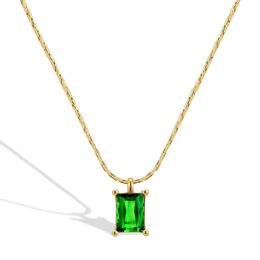 Groothandel 100% roestvrijstalen groene stenen choker ketting dames meisje mode sieraden geschenken anti-allergie waterdicht