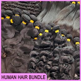 Groothandel 100% onbewerkte maagdelijke Braziliaanse Maleisische Peruaanse rechte krullend haar 5 bundels 12 "- 32" Cutical Soft Human Hair Weaves 5 stcs/lot