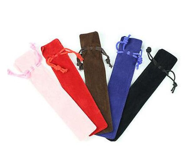 wholesale 1000 pcs pas cher Velours Stylo Pochette Titulaire Unique Crayon Sac Stylo Cas Corde Verrouillage Cadeau Sac