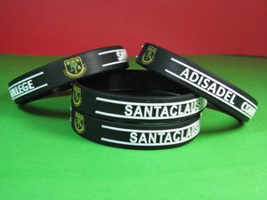 Pulsera en relieve personalizada Logotipo de texto 8 '' * 0.5 '' Pulsera de silicona de gelatina impresa con tinta de color para regalos de promoción de eventos