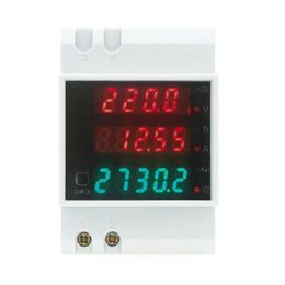 Groothandel-100a 300V Multifunctionele LED Digitale railstroomstroomfactor Ammeter Voltmeter