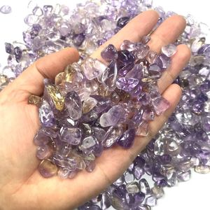 Wholesale 100g 2 Taille Naturel Stone Amethyst Topaz Quartz Gravel Purple Brut Gemstone Crystal Spécimen Pierres et cristaux