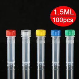 wholesale 100 piezas, tubo de criopreservación de 1,5 ml Tubos de congelación de laboratorio Tubo de centrífuga Tubos criogénicos para análisis de laboratorio con tapón de rosca LL