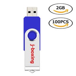 Groothandel 100 stcs 2 GB USB Flash drives metalen zwenk flash geheugenstick voor pc laptop tablet pen drive duim opslag 10 kleuren gratis verzending