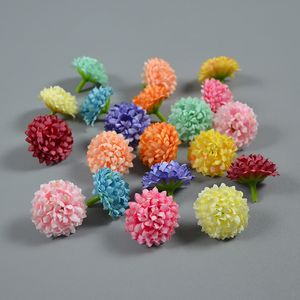 Groothandel 100 stcs 3,5 cm kunstmatige bloem chrysanthemum hoofden faux chrysanthemum bal voor bruiloft boeket middelpunt