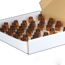Flacon d'échantillon en verre ambré 100 pièces/boîte, Mini bouteilles d'huile essentielle avec capuchon noir, pointe en plastique, vente en gros