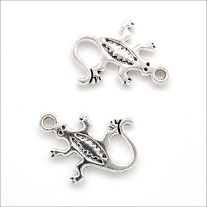 En gros 100 pièces gecko alliage tibétain argent pendentifs breloques pour la fabrication de bijoux Bracelet collier boucles d'oreilles bricolage 18x15mm