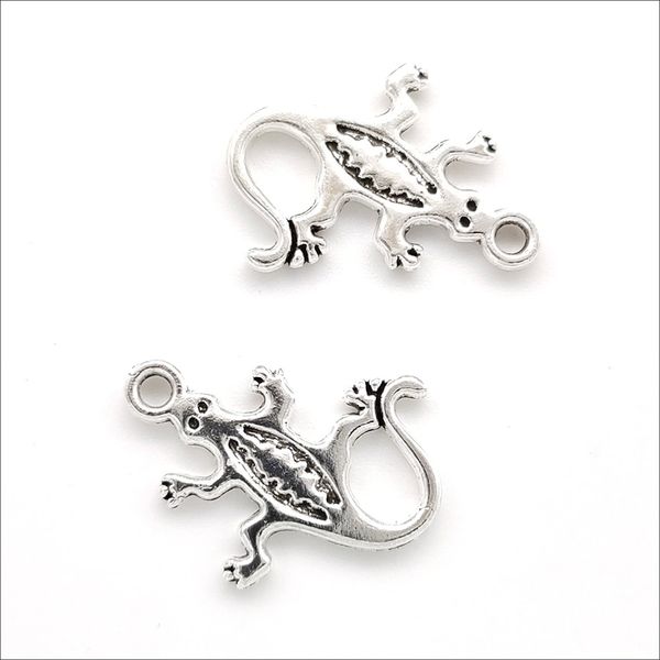 Venta al por mayor 100 Uds gecko aleación colgantes de plata tibetana dijes para hacer joyería pulsera collar pendientes DIY 18x15mm