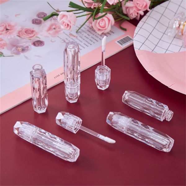 wholesale 100 unids / lote 4 ml Tubo de Brillo de Labios Claro Diamante Vacío Botella de Brillo de Labios Cosmético Contenedor de Brillo de Labios DIY Tubo Transparente JL1713