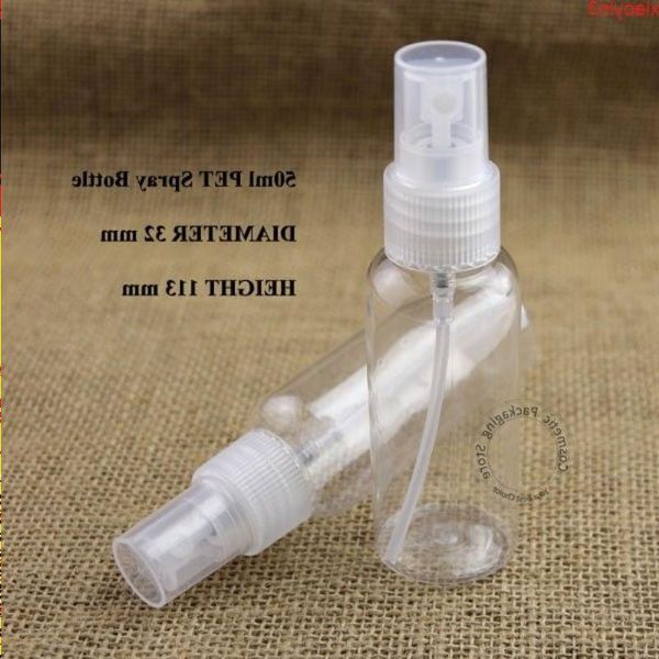 En gros 100 pcs/Lot 50 ml PET Parfum Atomisation Vaporisateur Bouteille Liquide En Plastique Pot Cosmétique Conteneur Transparent Lidhigh quantlty Avxss