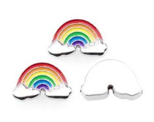 100 stks / partij 8mm enamel Rainbow Slide Charm DIY Accessoires Fit voor DIY 8mm Lederen Polsband Armband Mode-sieraden