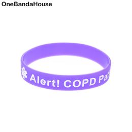 100 Uds alerta COPD paciente pulsera de goma de silicona logotipo lleno de tinta tamaño adulto 4 colores para regalo de promoción