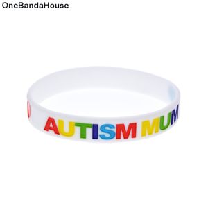 100 pièces amour autisme maman Bracelet en caoutchouc de Silicone Logo multicolore taille adulte pour cadeau de Promotion