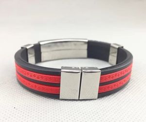Groothandel 100 stks / partij Mix 8 kleuren roestvrijstalen siliconen armband titanium stalen mannen armband