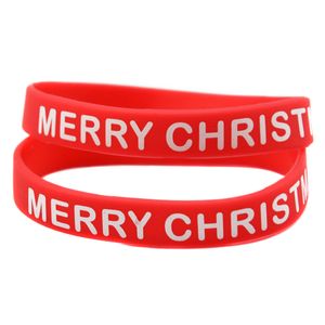 100 PCS Joyeux Noël Bracelet En Caoutchouc De Silicone Parfait À Utiliser Dans Le Cadeau De Vacances Taille Adulte Logo Imprimé