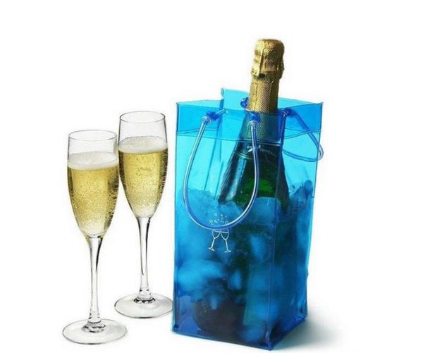 Comercio al por mayor 100 unids / lote PVC Vino Cerveza Champagne Bebida Enfriador Enfriador Bebida Bolsa Botella de Vino Bolsa de Hielo Cubo Para Fiestas Práctico