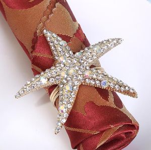 En gros 100 pcs/lot strass étoile de mer serviette anneau porte-serviette mariage décoration fête faveur SN2644