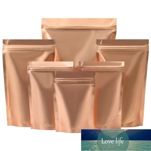 Comercio al por mayor 100 unids Mate Oro Papel de Aluminio Zip Lock Bolsa de Embalaje Sellado Térmico Bronce Alimentos para Mascotas Polvo de Uñas Cocina Bolsas de Especias Precio de Fábrica Diseño Experto Calidad