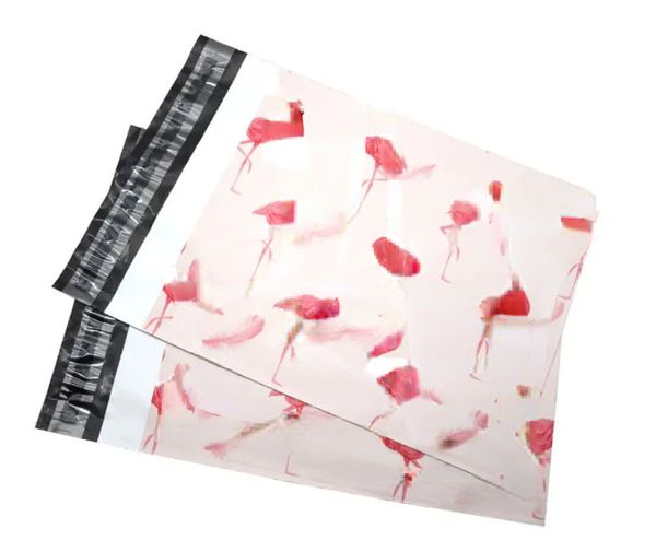 Venta al por mayor 100 Uds. Bolsas de sobres de correo de plástico autoselladas con patrón de flamenco rosa