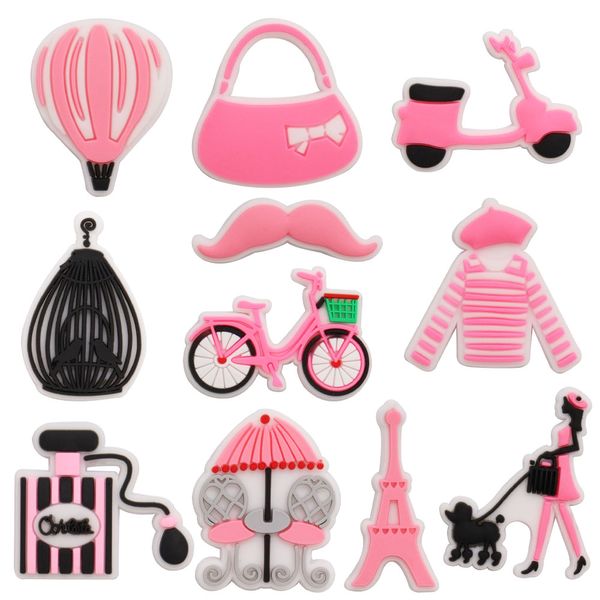 Venta al por mayor 100 Unids Bolso de PVC Motocicleta Vestido de bicicleta Bolsa de perfume Ropa Mujer Barba Jardín Zapato Encantos Niños Hebilla Decoraciones para pulsera Botón Zueco