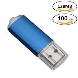 Groothandel 100 van de rechthoek USB Flash Drive 128 MB Flash Pen Drive High Speed Dumb Memory Stick opslag voor computer Laptop Tablet 8 kleuren