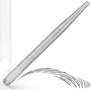 100 Uds pluma de maquillaje permanente profesional de plata 3D bordado maquillaje pluma manual tatuaje ceja microblade