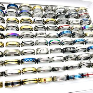 Groothandel 100 stks Spinner Ringen Massief Roestvrij Staal Dubbele Draaibare Mode-sieraden Accessoires Voor Mannen Vrouwen Spin Band