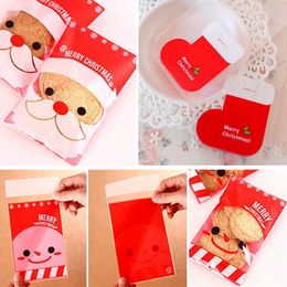 Groothandel - 100x Red Christmas Stocking Santa Cookie Candy Sweet Party Gift Cellofane Tassen