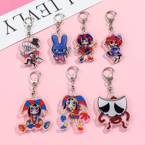 En gros 10 CM Mode Mignon Anime Dessin Animé Numérique Cirque Acrylique Porte-clés Suspendu Accessoire Sac Voiture Porte-clés Sac À Dos Pendentif Décoration Intérieure Petit Cadeau