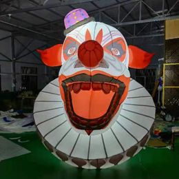 Groothandel 10ft HighCustomized Holiday Decoratief opblaasbaar Evil Clown Head 3 meter Hoge blaasstenen Halloween Ghost met LED's Toegang decoratie