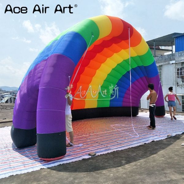 Al por mayor de 10m diámetro (33 pies) Nuevo desgin portátil Colorido medio inflable Dome Style Vango Inflable Luna Tent Booth inflable Rainbow Photo para exhibición