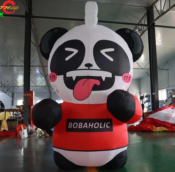 wholesale 10mH 33ft avec ventilateur Free Ship Activités de plein air sur mesure Publicité Gonflable Panda Dessin Animé Modèle Animal Ballon Au Sol à vendre