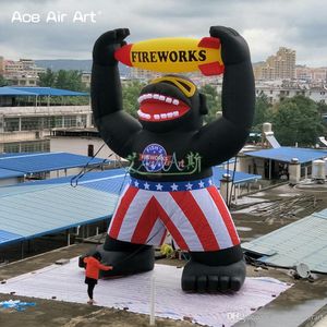 wholesale 10 mH (33 pieds) avec ventilateur Feux d'artifice gonflables Rocket King Kong Fire Arrow Logo gratuit Modèle de feu d'artifice géant Pop-up Gorilla pour la promotion