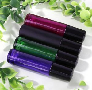 wholesale 10 ml 1/3 oz Parfums Noirs ROLL ON VERRE BOUTEILLE HUILE ESSENTIELLE Métal Roller Ball PAR DHL / EMS Livraison Gratuite LL