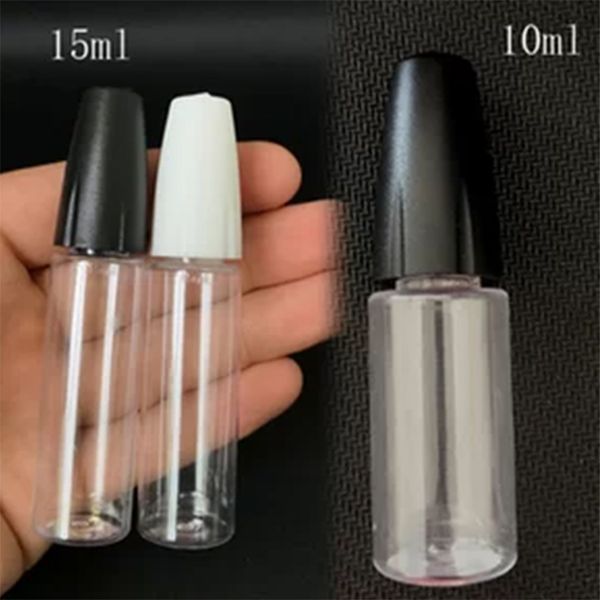 Bouteille compte-gouttes en plastique vide en gros de 10ML 15ML PET avec des couvercles blancs noirs de pointe d'aiguille