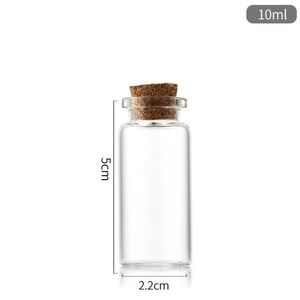 Al por mayor 10 ml 22x50x12.5 mm pequeños mini botellas de vidrio transparente frascos con tapones de corcho/ bodas de mensajes favores de fiesta de joyería SN6264