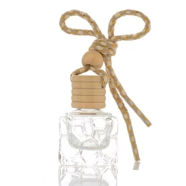 wholesale 10ml voiture suspendus bouteilles de parfum voiture pendentif accessoires vide carré verre cosmétique parfum emballage conteneur