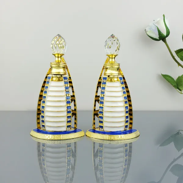 Venta al por mayor de botellas de perfume de Dubái de 10 ml, elegante botella de perfume vacía de vidrio, botella recargable de fragancia de aceite esencial