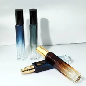 Bouteilles de parfum en verre en gros de 10 ml dégradé bleu vert marron couleur presse vaporisateur atomiseur de parfum huile essentielle bouteille rechargeable vide