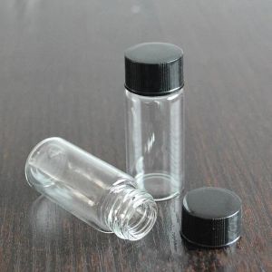 Viaux en verre de 10 ml en gros avec plateau à vis blanc noir, mini-bouteille en verre tubulaire 10 cm3 pour bouteille de réactif à usage liquide LL