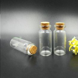 Groothandel 10 ml kleine mini Clear Lege Glass Wensende flesflesje Jars Container Tiny Drifting Message flessen met kurkstopper Bulk ST VSMB